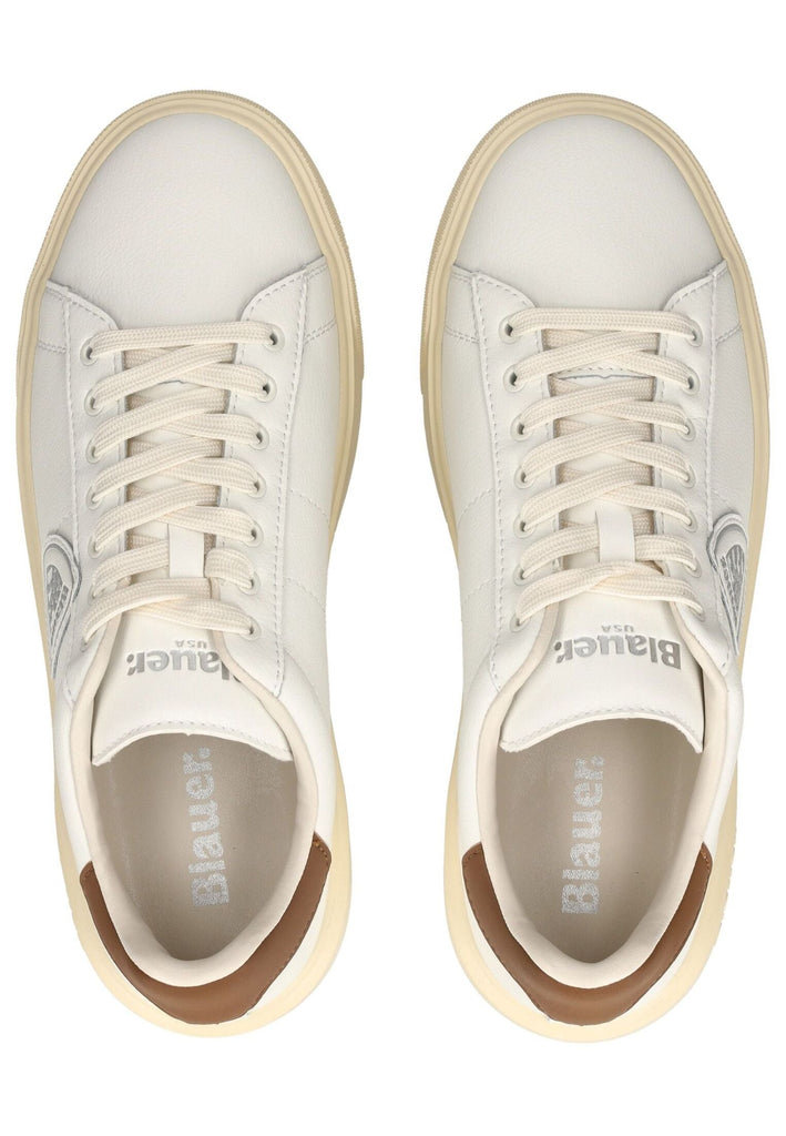 Blauer Sneaker Leder Weiß/Braun - surf4shoes