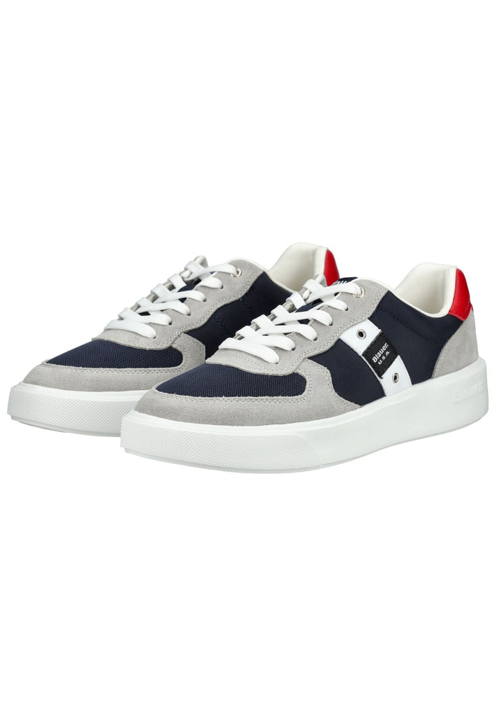 Blauer Sneaker Leder/Textil Grau/Blau - surf4shoes