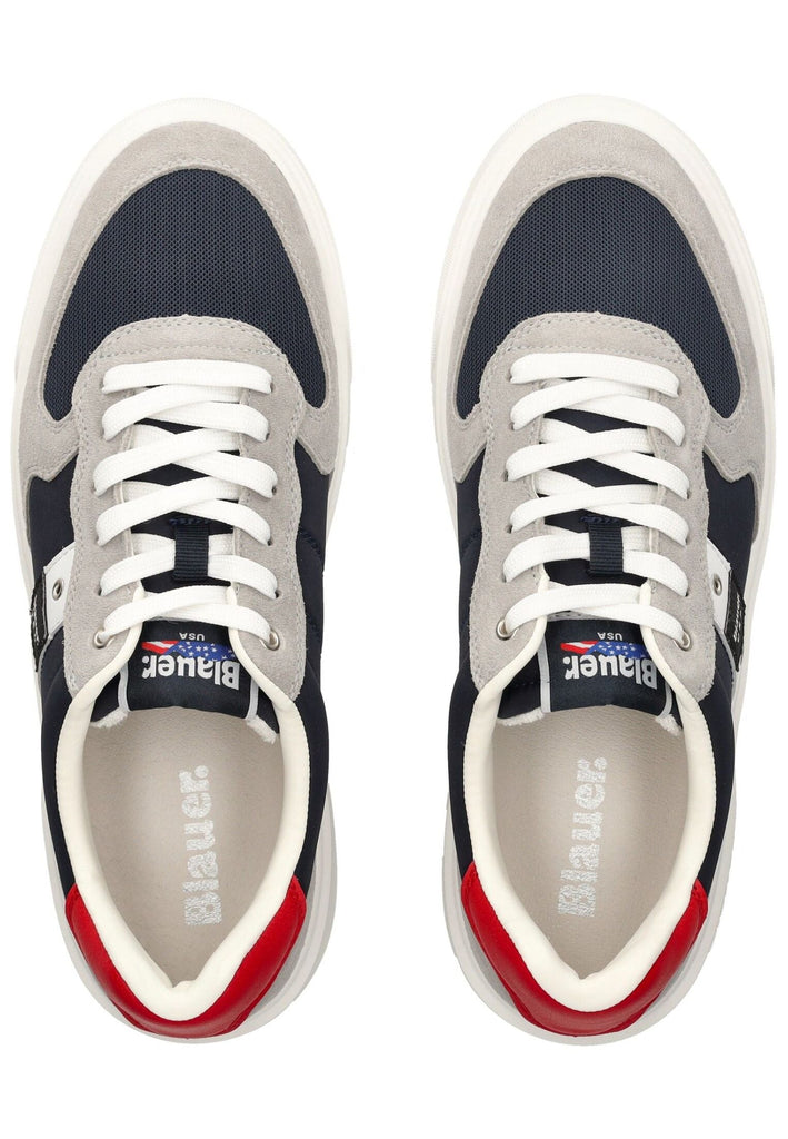 Blauer Sneaker Leder/Textil Grau/Blau - surf4shoes