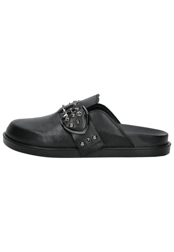 Blauer Pantoletten Leder Schwarz - surf4shoes