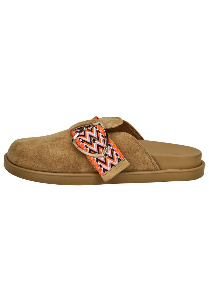 Blauer Pantoletten Veloursleder Cognac - surf4shoes