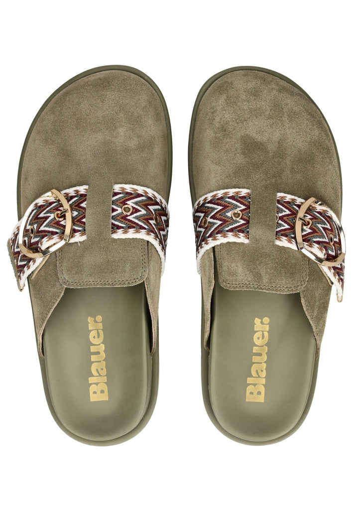 Blauer Pantoletten Veloursleder Mud - surf4shoes