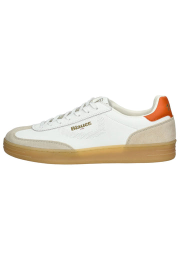 Blauer Sneaker Leder Weiß/Orange - surf4shoes