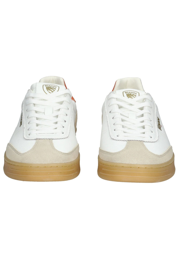 Blauer Sneaker Leder Weiß/Orange - surf4shoes
