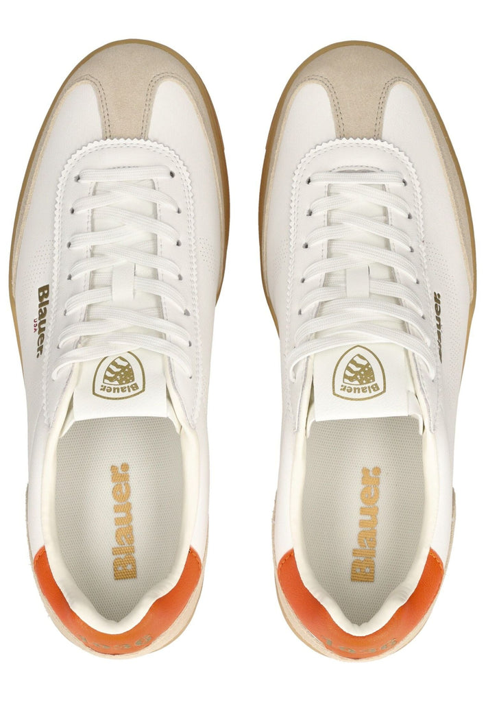 Blauer Sneaker Leder Weiß/Orange - surf4shoes