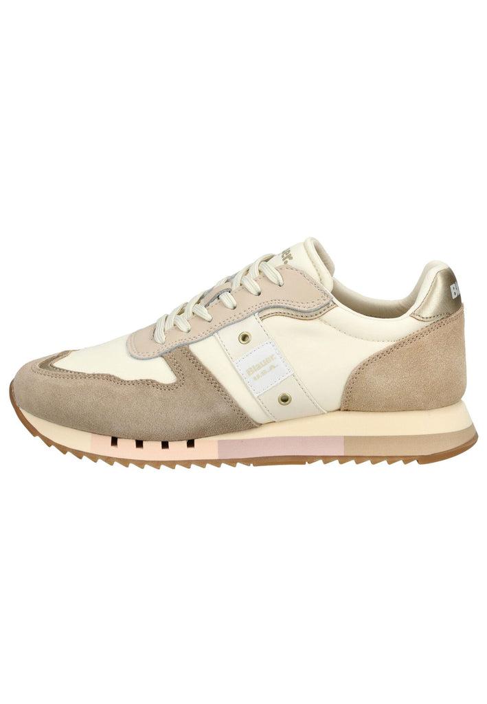 Blauer Sneaker Leder/Textil Creme - surf4shoes
