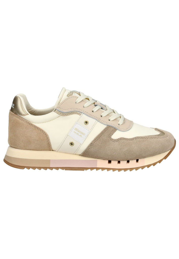 Blauer Sneaker Leder/Textil Creme - surf4shoes