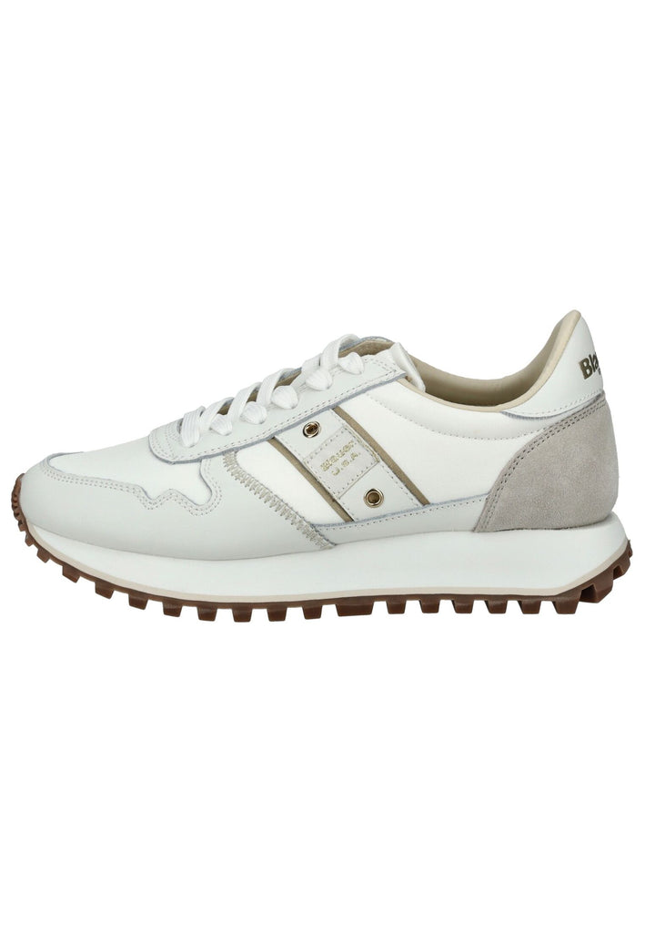 Blauer Sneaker Leder/Textil Weiß - surf4shoes