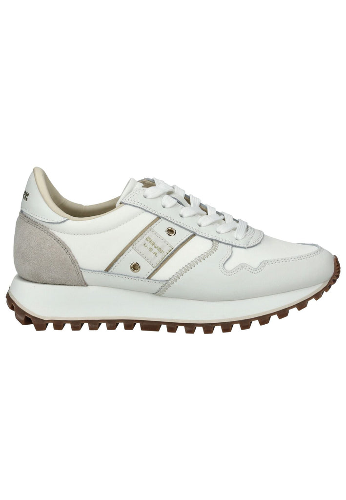 Blauer Sneaker Leder/Textil Weiß - surf4shoes