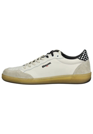 Blauer Sneaker Leder Weiß/Schwarz - surf4shoes