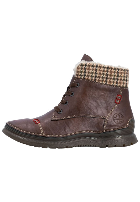 Rieker Stiefelette Lederimitat Braun Warmfutter
