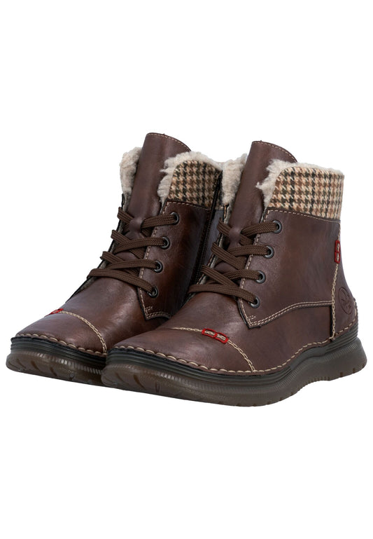 Rieker Stiefelette Lederimitat Braun Warmfutter
