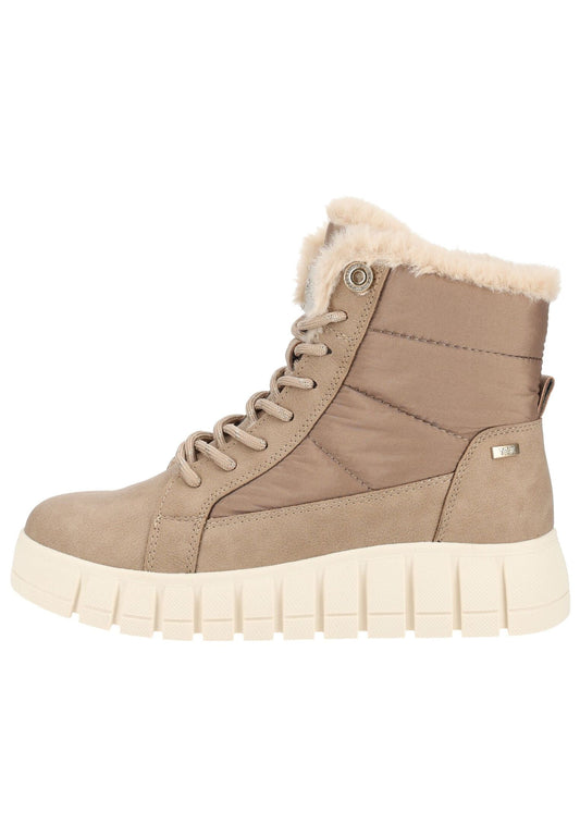 Tom Tailor Stiefelette Lederimitat/Textil Beige Warmfutter