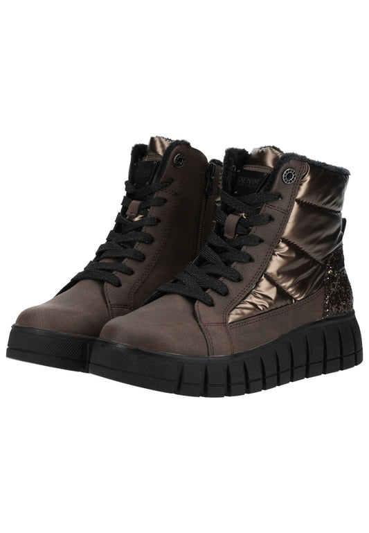 Tom Tailor Sneaker Lederimitat/Textil Mokka Warmfutter