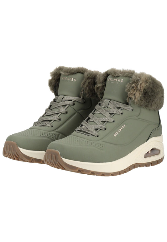 Skechers Sneaker Lederimitat Oliv Warmfutter