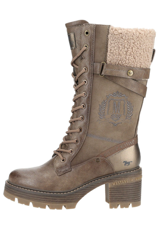 Mustang Stiefel Lederimitat/Textil Taupe Warmfutter