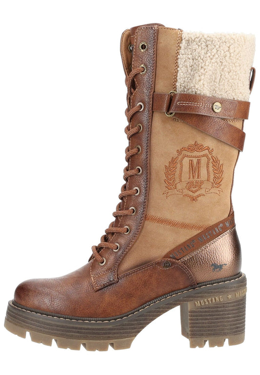 Mustang Stiefel Lederimitat/Textil Cognac Warmfutter