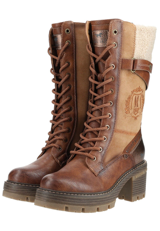 Mustang Stiefel Lederimitat/Textil Cognac Warmfutter