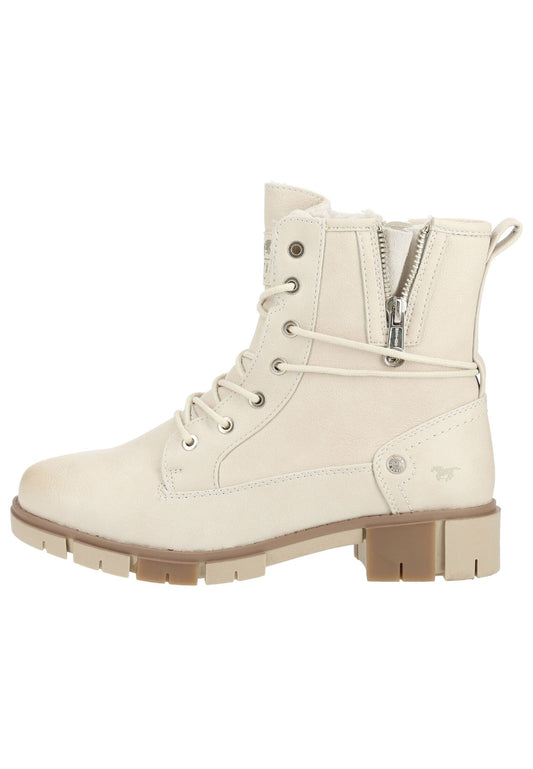 Mustang Stiefelette Lederimitat Ivory Warmfutter