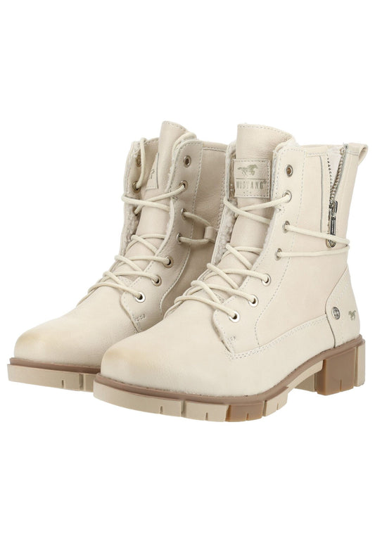 Mustang Stiefelette Lederimitat Ivory Warmfutter