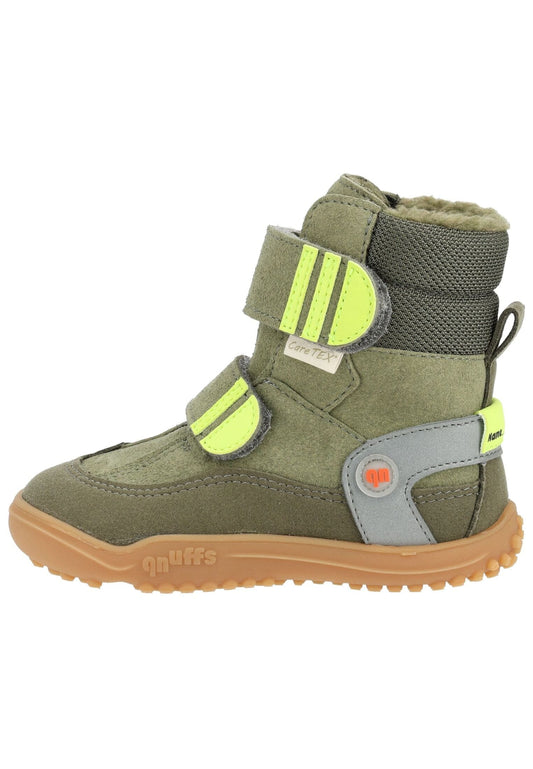 qnuffs Stiefelette Veloursleder/Textil Grün Warmfutter