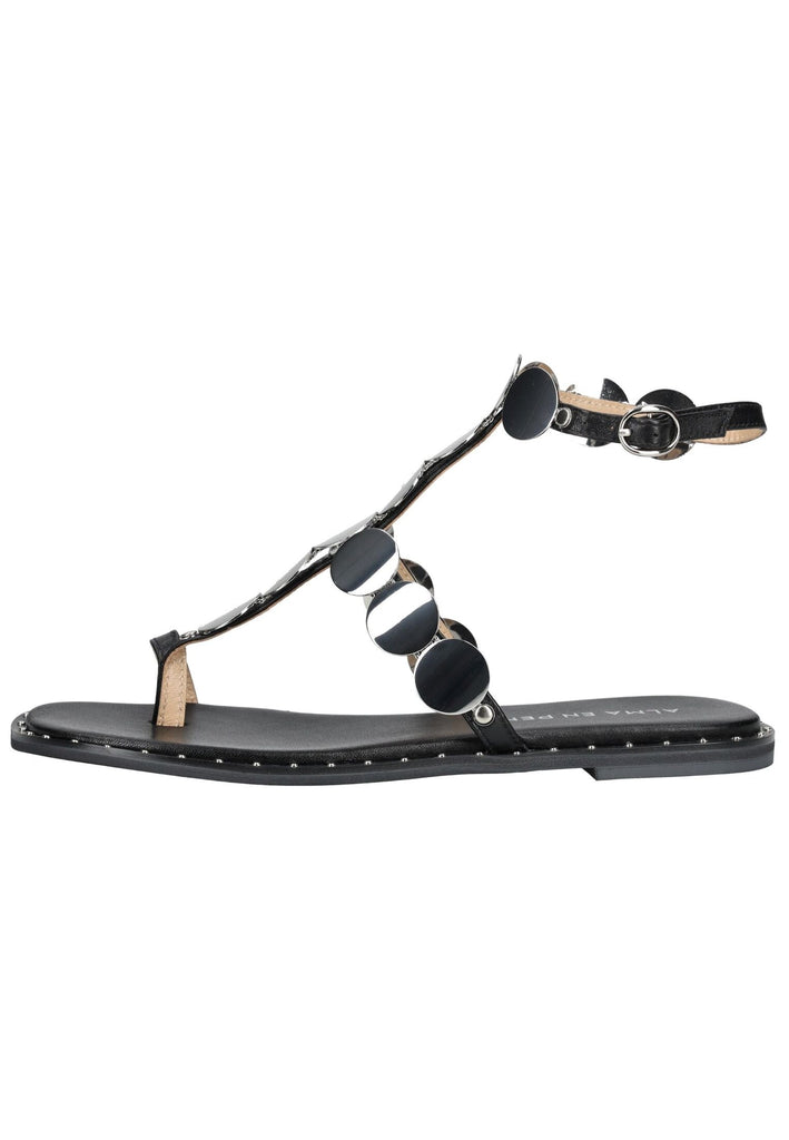 Sandalen ALMA EN PENA Zehensteg Leder Schwarz