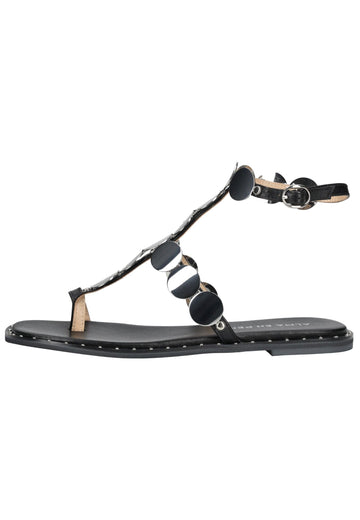 Sandalen ALMA EN PENA Zehensteg Leder Schwarz