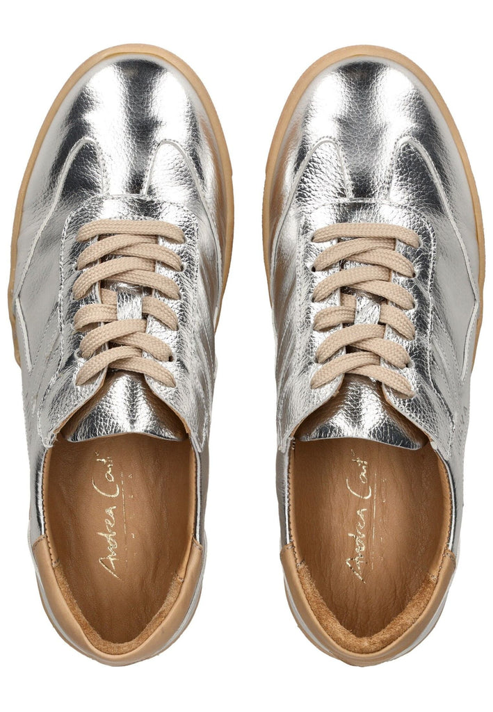 Andrea Conti Sneaker Leder Silber/Beige