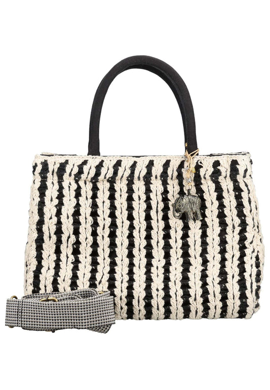 ANOKHI Taschen Baumwolle Schwarz/Weiß