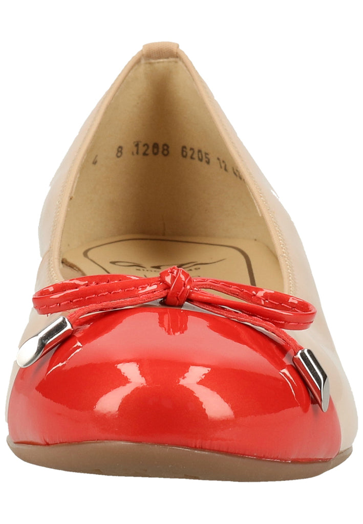 ara Ballerinas Leder Rot/Beige
