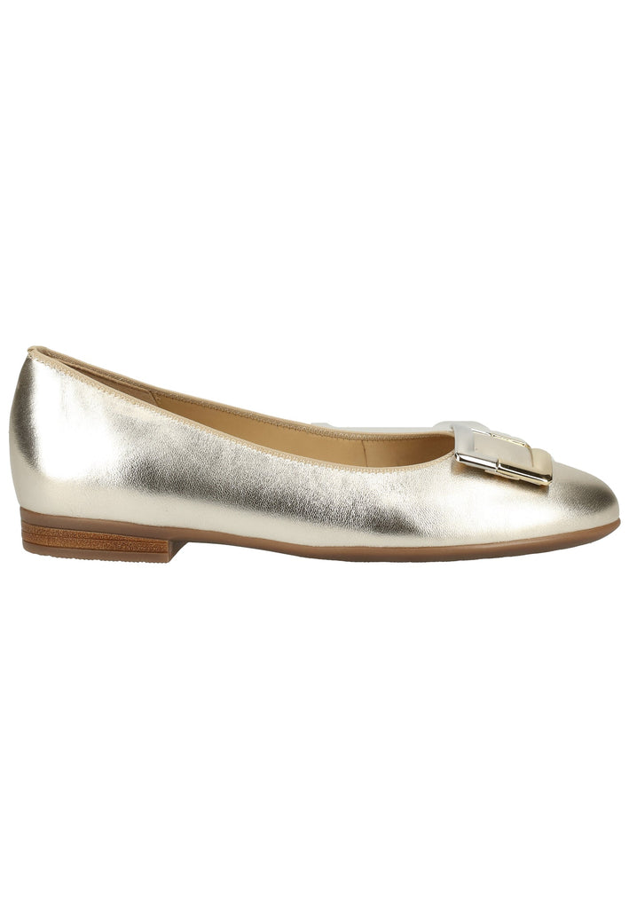 ara Ballerinas Leder Weiß/Gold