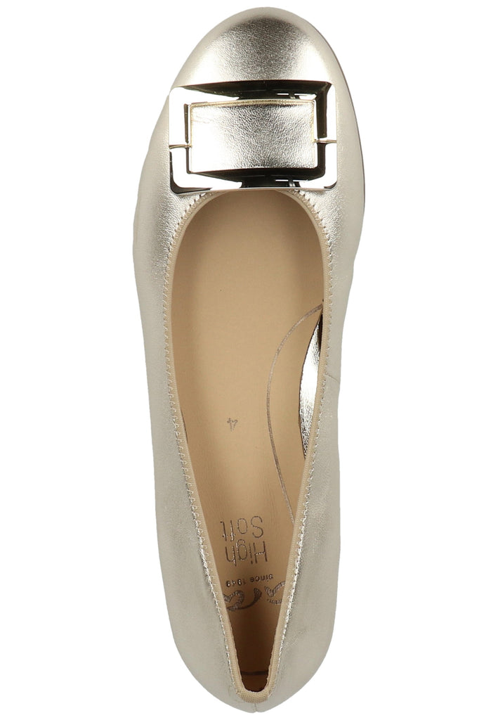 ara Ballerinas Leder Weiß/Gold