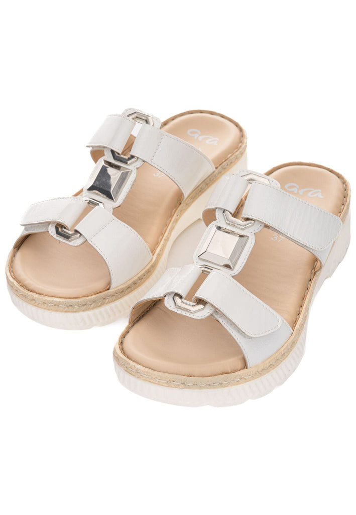 ara Pantoletten Leder Weiß