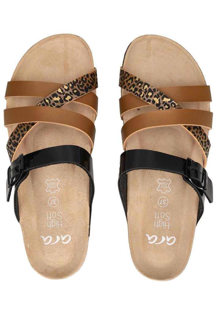 ara Pantoletten Lederimitat Cognac