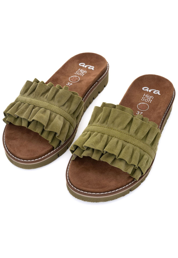 ara Pantoletten Veloursleder Grün