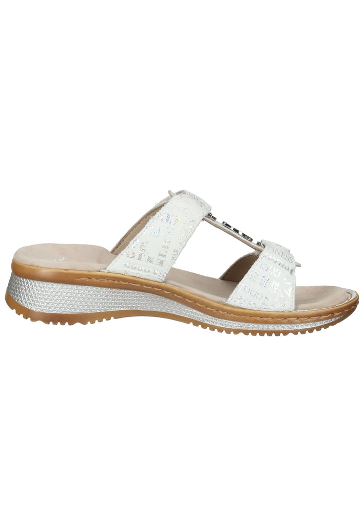 ara Pantoletten Veloursleder Weiß/Silber