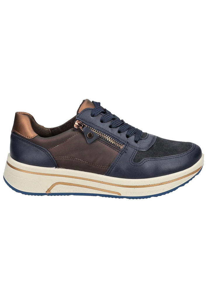 ara Sneaker Glattleder Blau/Braun