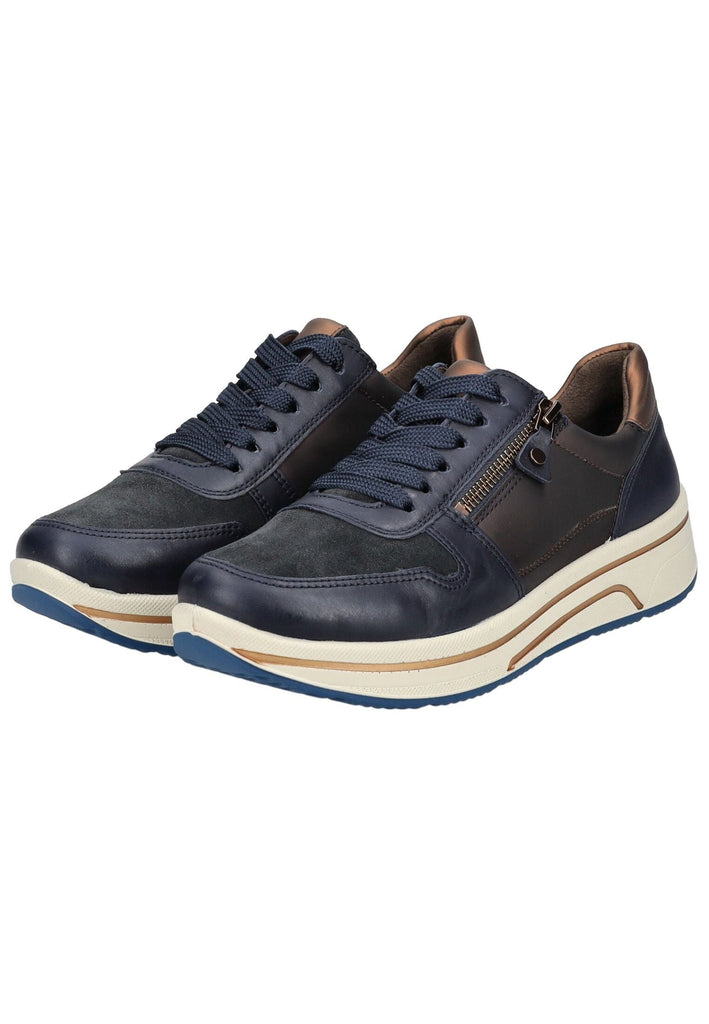 ara Sneaker Glattleder Blau/Braun