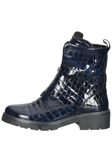 ara Stiefelette Leder Blau Lack Warmfutter