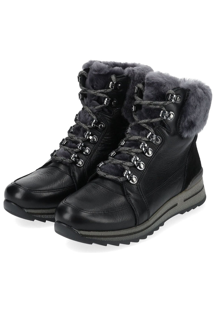 ara Stiefelette Leder/Textil Schwarz/Grau Warmfutter