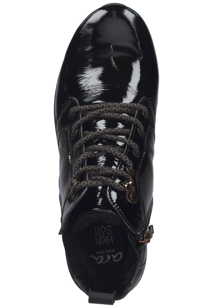 ara Stiefelette Lederimitat Schwarz Lack Warmfutter