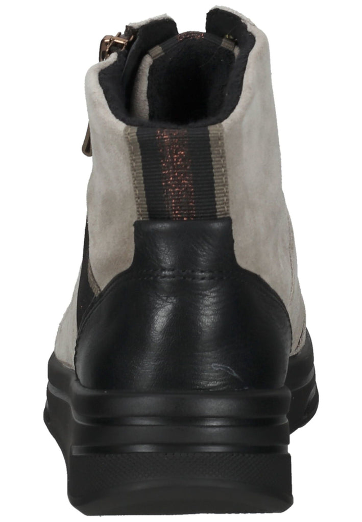 ara Stiefelette Veloursleder Beige/Schwarz