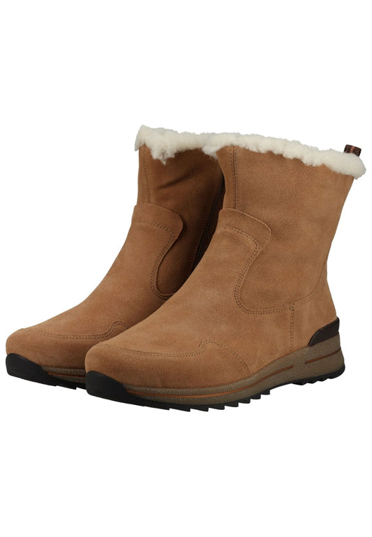 ara Stiefelette Veloursleder Beige Warmfutter