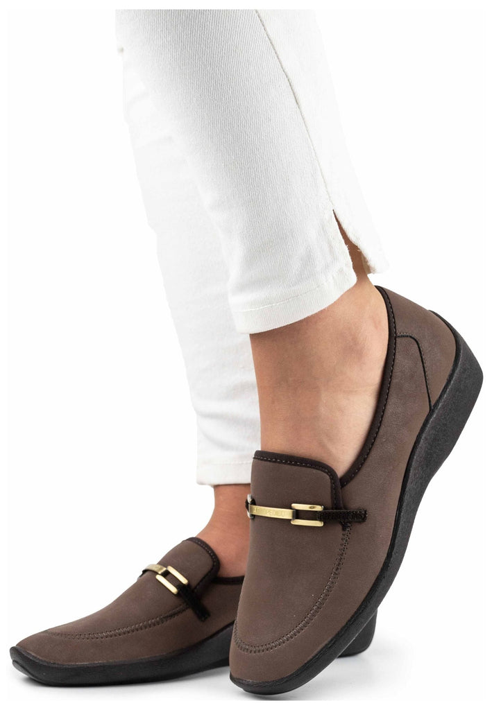 ARCOPEDICO Slipper Lederimitat Braun