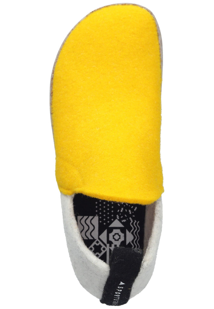 ASPORTUGUESAS Hausschuhe Filz Gelb/Weiß