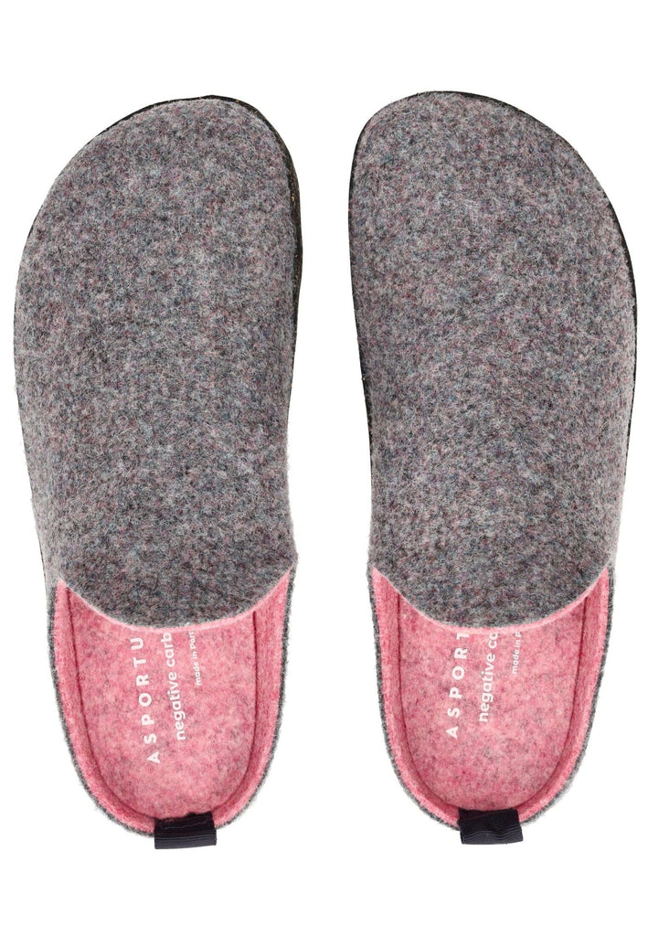 ASPORTUGUESAS Hausschuhe Filz Grau/Pink