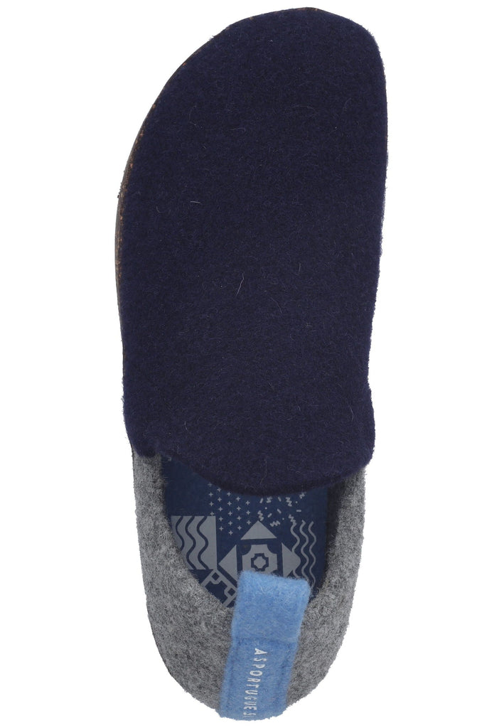 ASPORTUGUESAS Hausschuhe Filz Navy/Grau