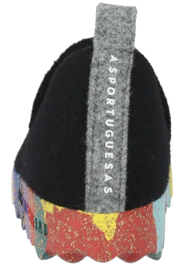 ASPORTUGUESAS Hausschuhe Filz Schwarz Multi