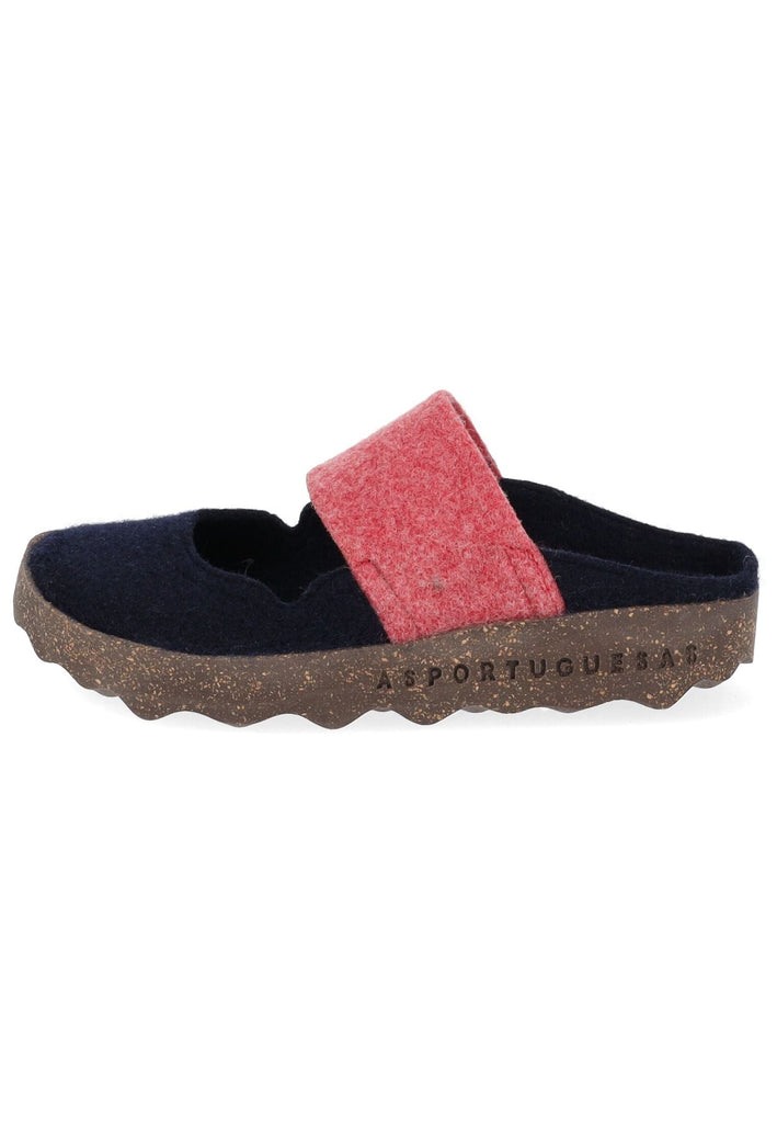 ASPORTUGUESAS Pantoletten Filz Blau/Rot