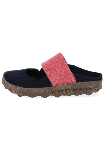 ASPORTUGUESAS Pantoletten Filz Blau/Rot